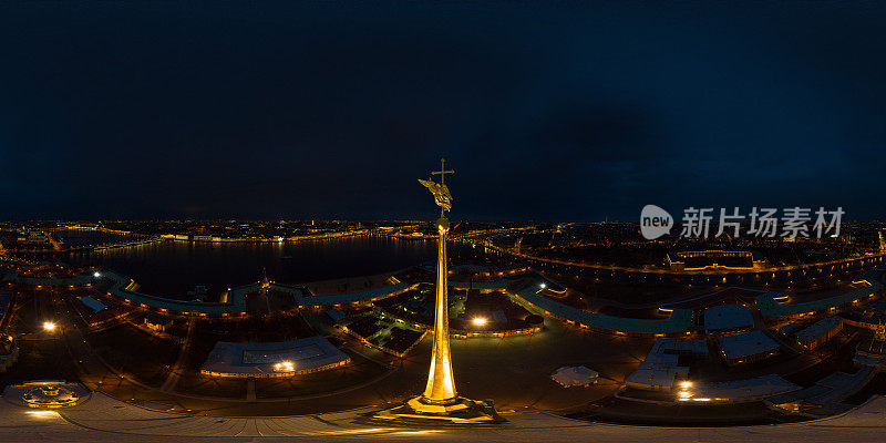 An Angel above Saint-Petersburg on the spire of the Peter and Paul Cathedral. 360 degrees panorama